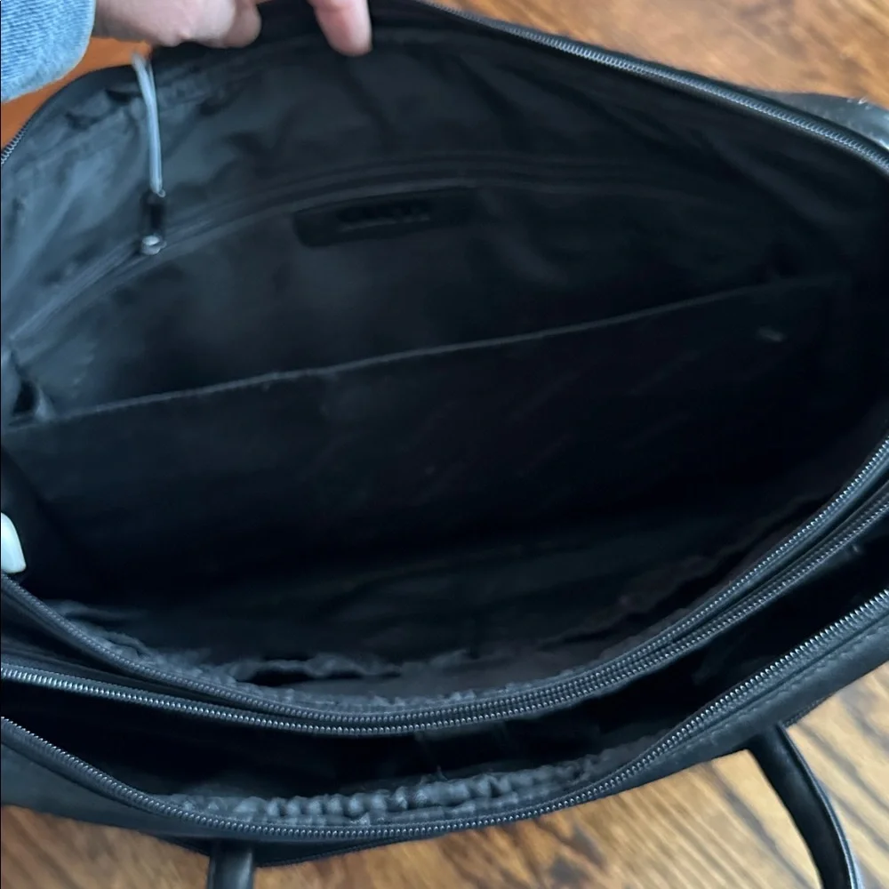 Santi Black Leather Laptop Bag 16”x12”5” with many pockets